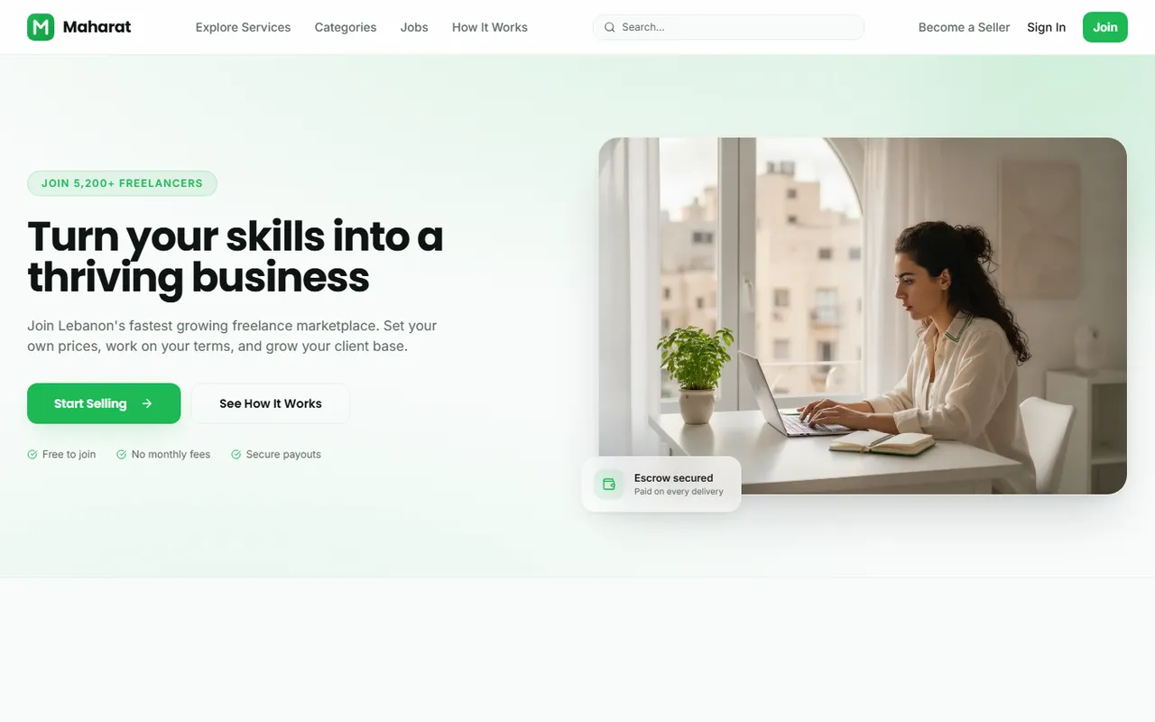 The Become a Seller page